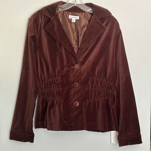 Brown velour jacket by Joan Rivers Sz M. EUC.